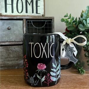 New Rae Dunn Ceramic Black TOXIC Floral mug